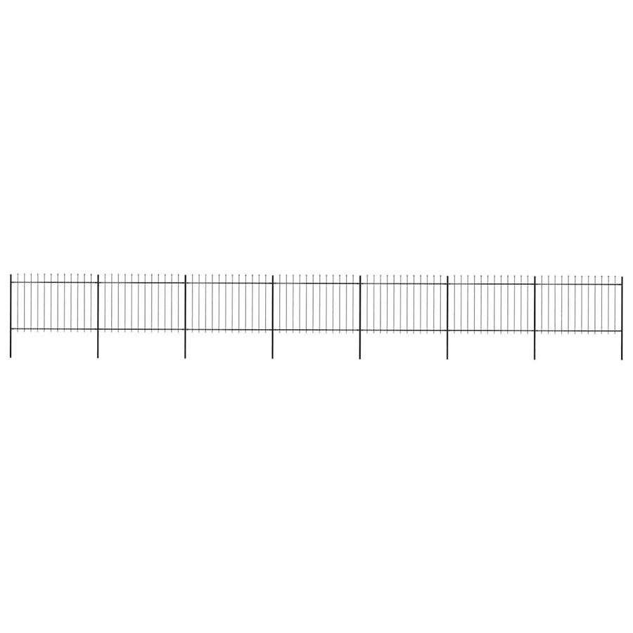 Garden Fence with Spear Top Steel 1172x120 cm Black