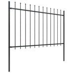 Garden Fence with Spear Top Steel 1172x120 cm Black
