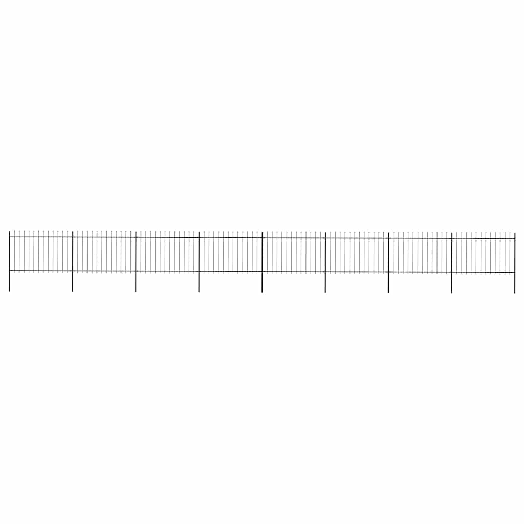 Garden Fence with Spear Top Steel 1426x120 cm Black