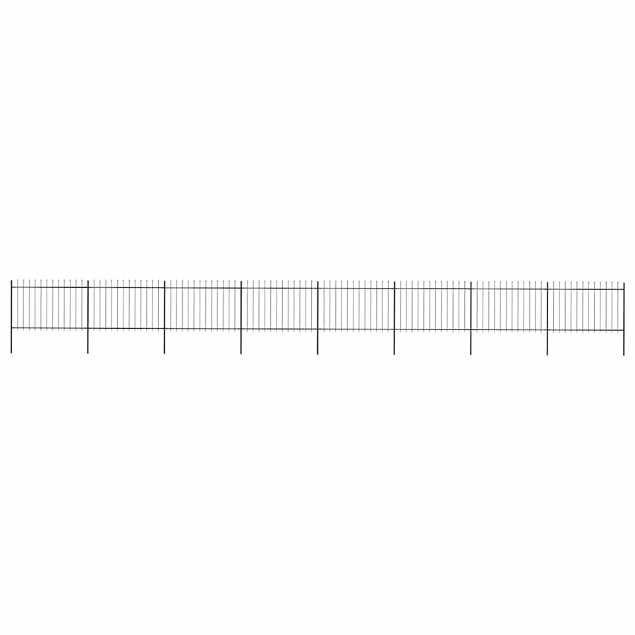 Garden Fence with Spear Top Steel 1339x120 cm Black