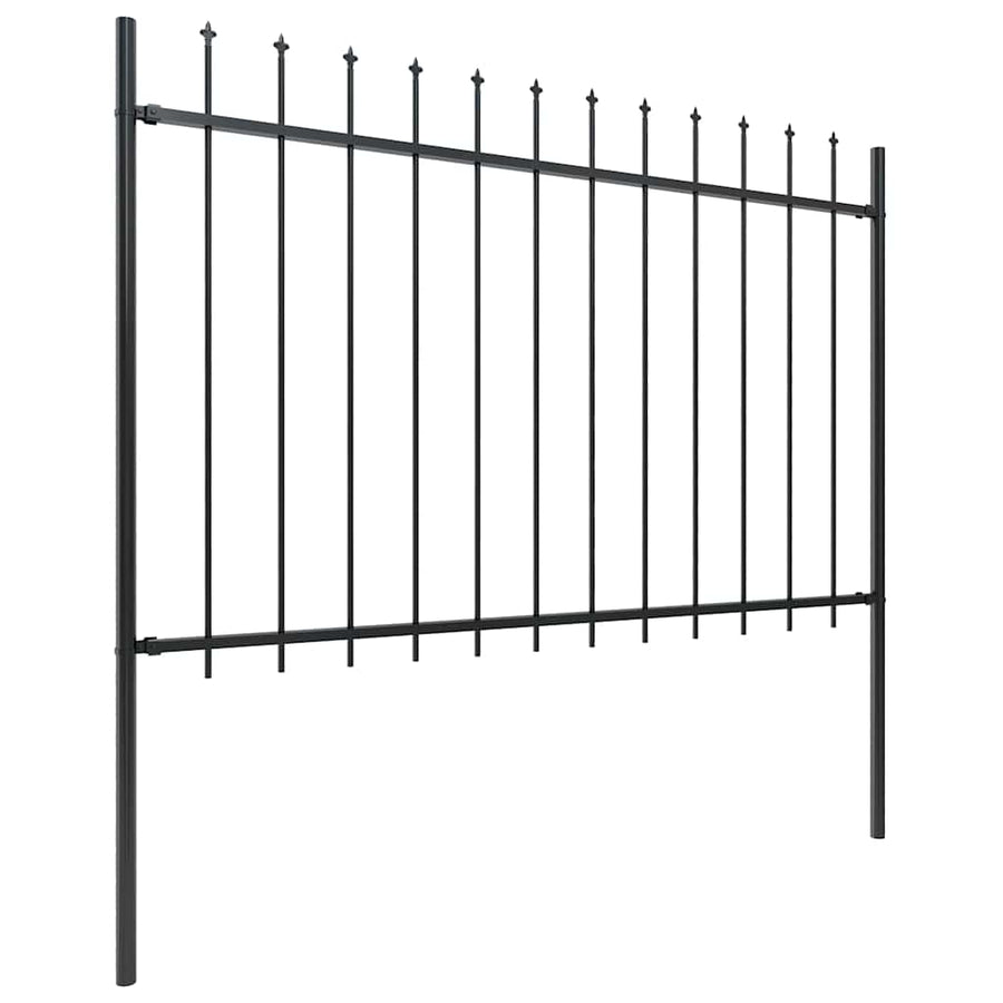 Garden Fence with Spear Top Steel 1339x120 cm Black
