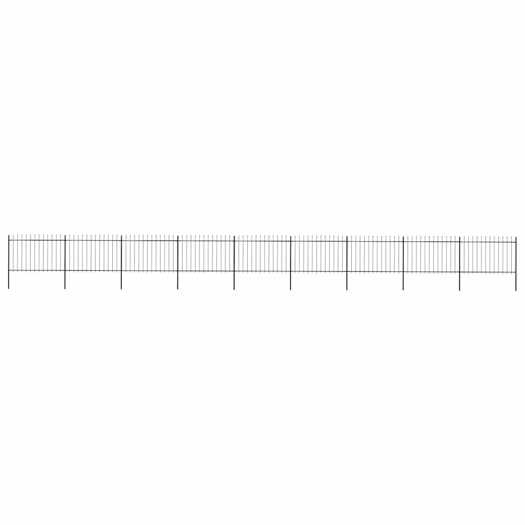 Garden Fence with Spear Top Steel 1603.5x120 cm Black