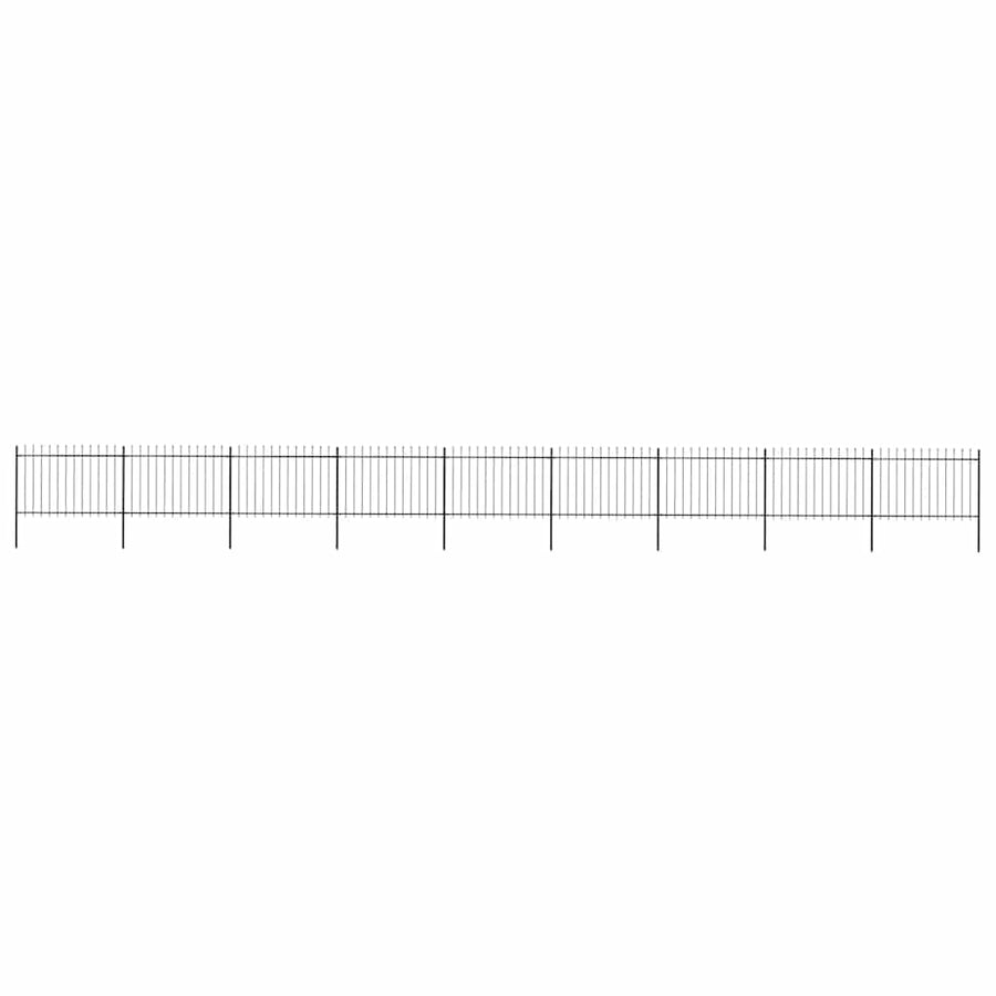 Garden Fence with Spear Top Steel 1506x120 cm Black