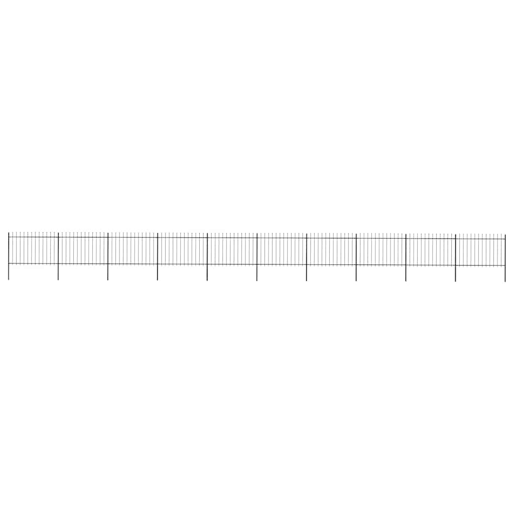 Garden Fence with Spear Top Steel 1781.5x120 cm Black