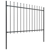 Garden Fence with Spear Top Steel 1781.5x120 cm Black - Front View