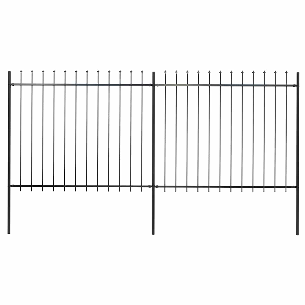 Garden Fence with Spear Top Steel 359x150 cm Black