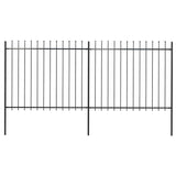 Garden Fence with Spear Top Steel 359x150 cm Black