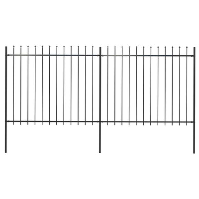 Garden Fence with Spear Top Steel 337x150 cm Black