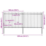 Garden Fence with Spear Top Steel 359x150 cm Black