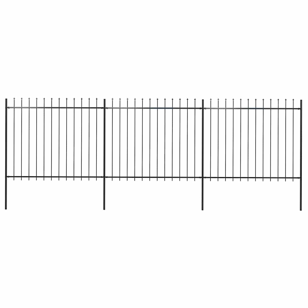 Garden Fence with Spear Top Steel 537x150 cm Black