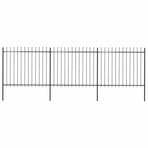 Garden Fence with Spear Top Steel 504x150 cm Black