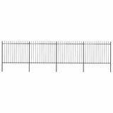 Garden Fence with Spear Top Steel 714.5x150 cm Black