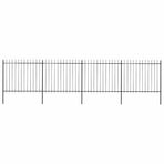 Garden Fence with Spear Top Steel 671x150 cm Black
