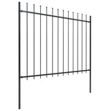 Garden Fence with Spear Top Steel 714.5x150 cm Black - Front View