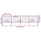 Garden Fence with Spear Top Steel 714.5x150 cm Black