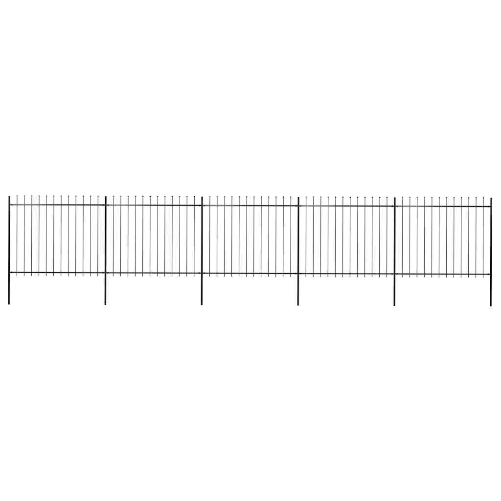 Garden Fence with Spear Top Steel 892.5x150 cm Black