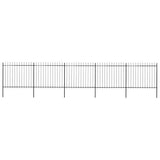 Garden Fence with Spear Top Steel 892.5x150 cm Black