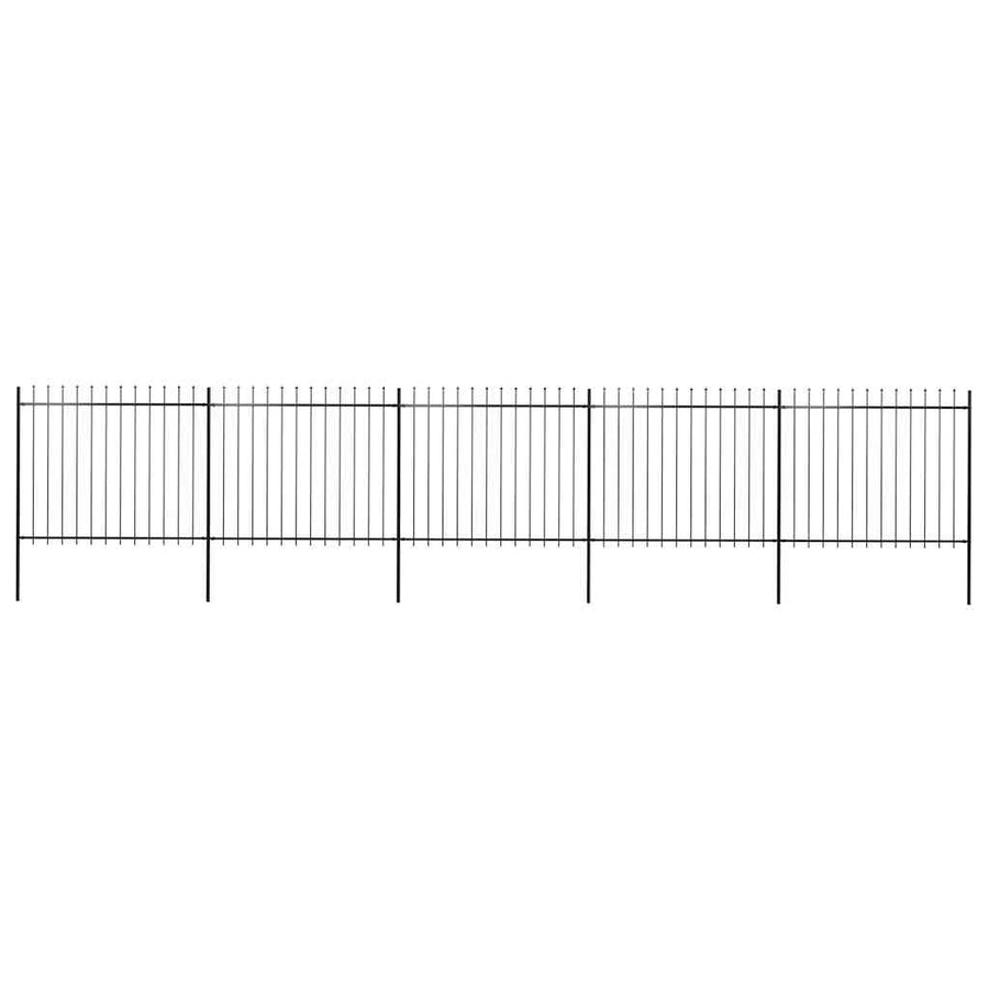 Garden Fence with Spear Top Steel 838x150 cm Black