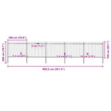 Garden Fence with Spear Top Steel 892.5x150 cm Black - 45-Degree Angle