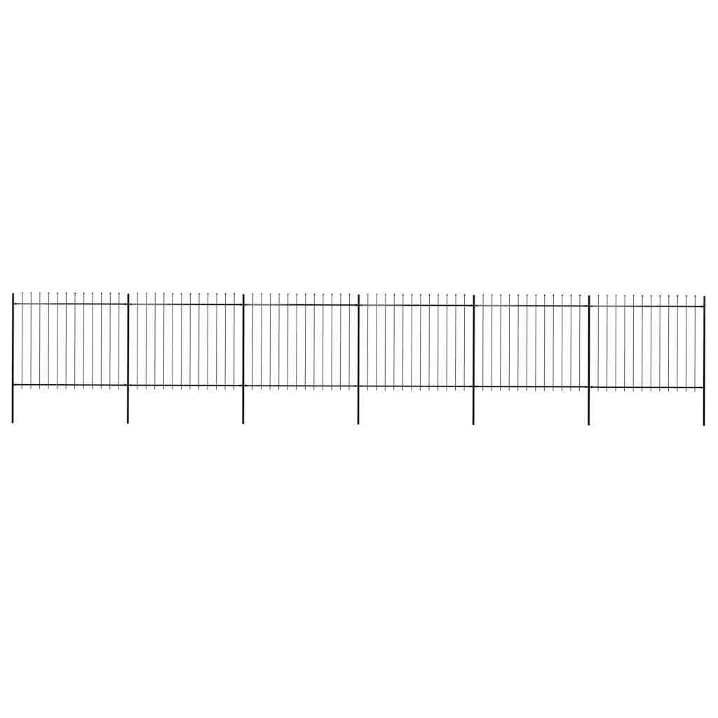 Garden Fence with Spear Top Steel 1070x150 cm Black