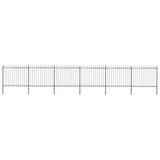Garden Fence with Spear Top Steel 1070x150 cm Black