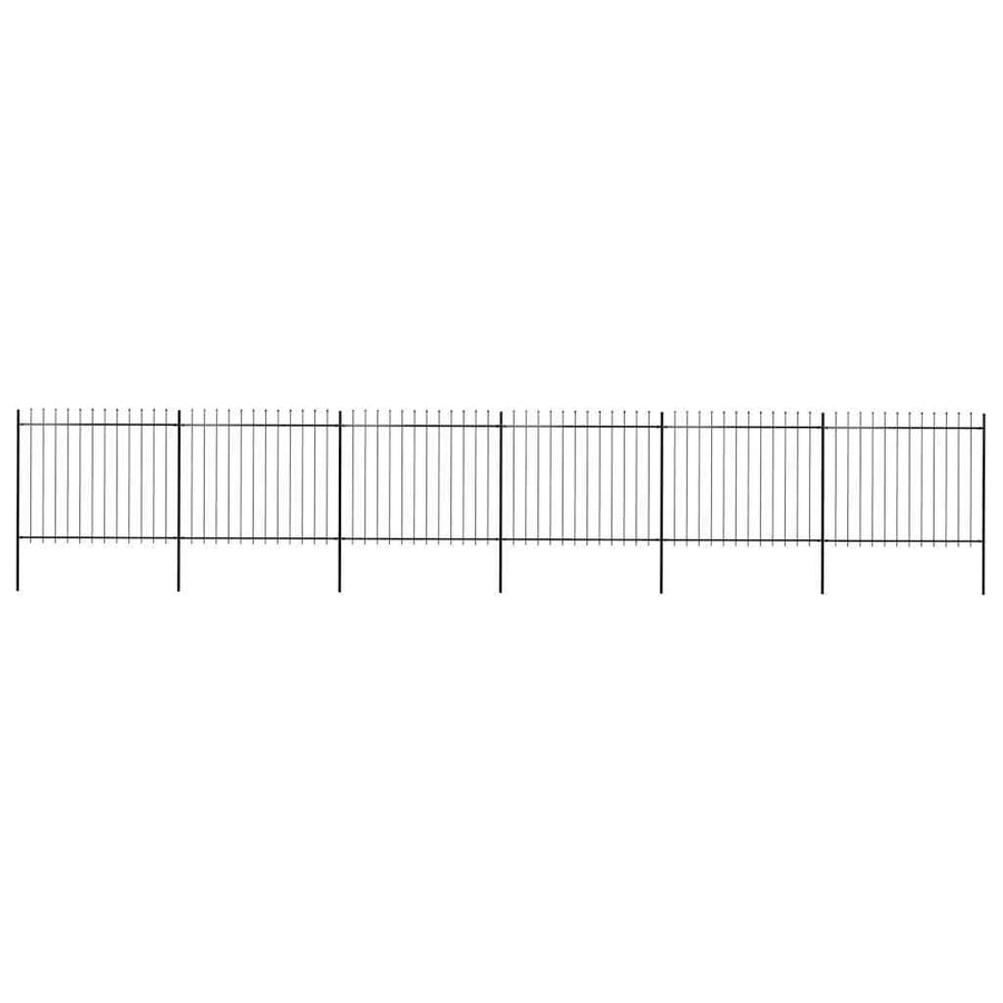 Garden Fence with Spear Top Steel 1005x150 cm Black