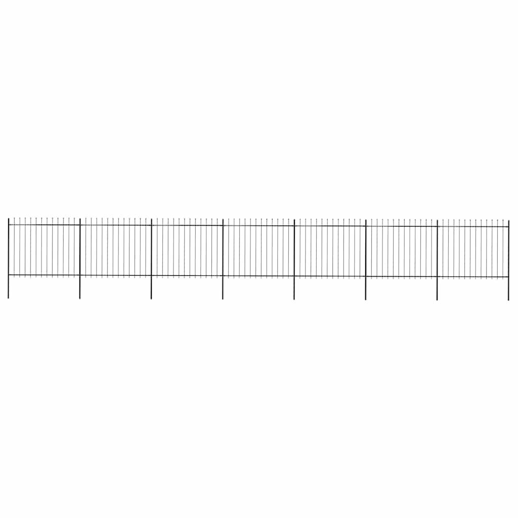 Garden Fence with Spear Top Steel 1248x150 cm Black