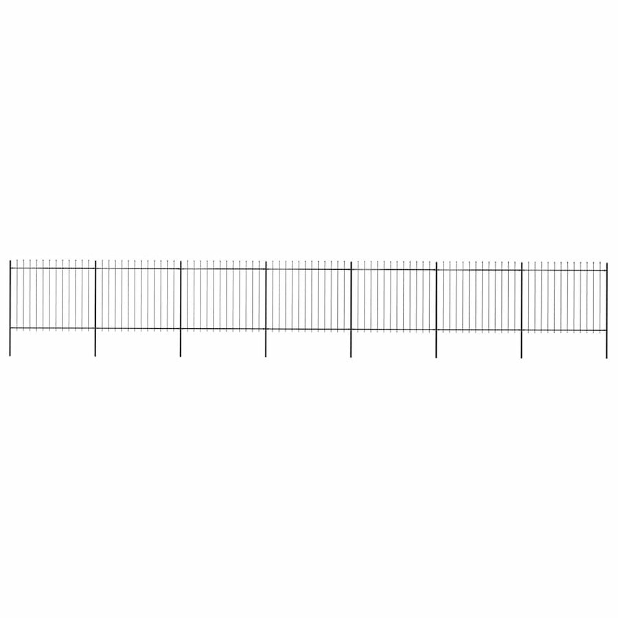 Garden Fence with Spear Top Steel 1172x150 cm Black