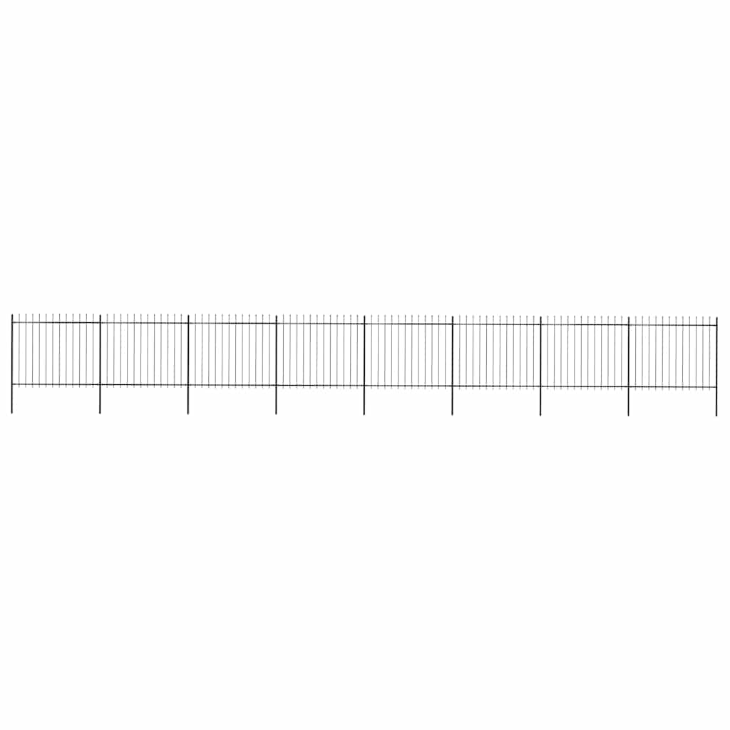 Garden Fence with Spear Top Steel 1426x150 cm Black