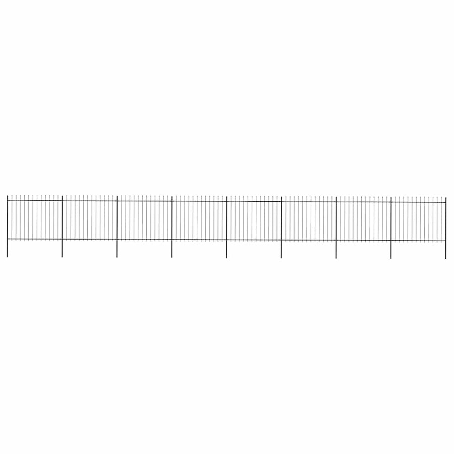 Garden Fence with Spear Top Steel 1339x150 cm Black
