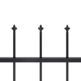 Garden Fence with Spear Top Steel 1426x150 cm Black - Top-Down View