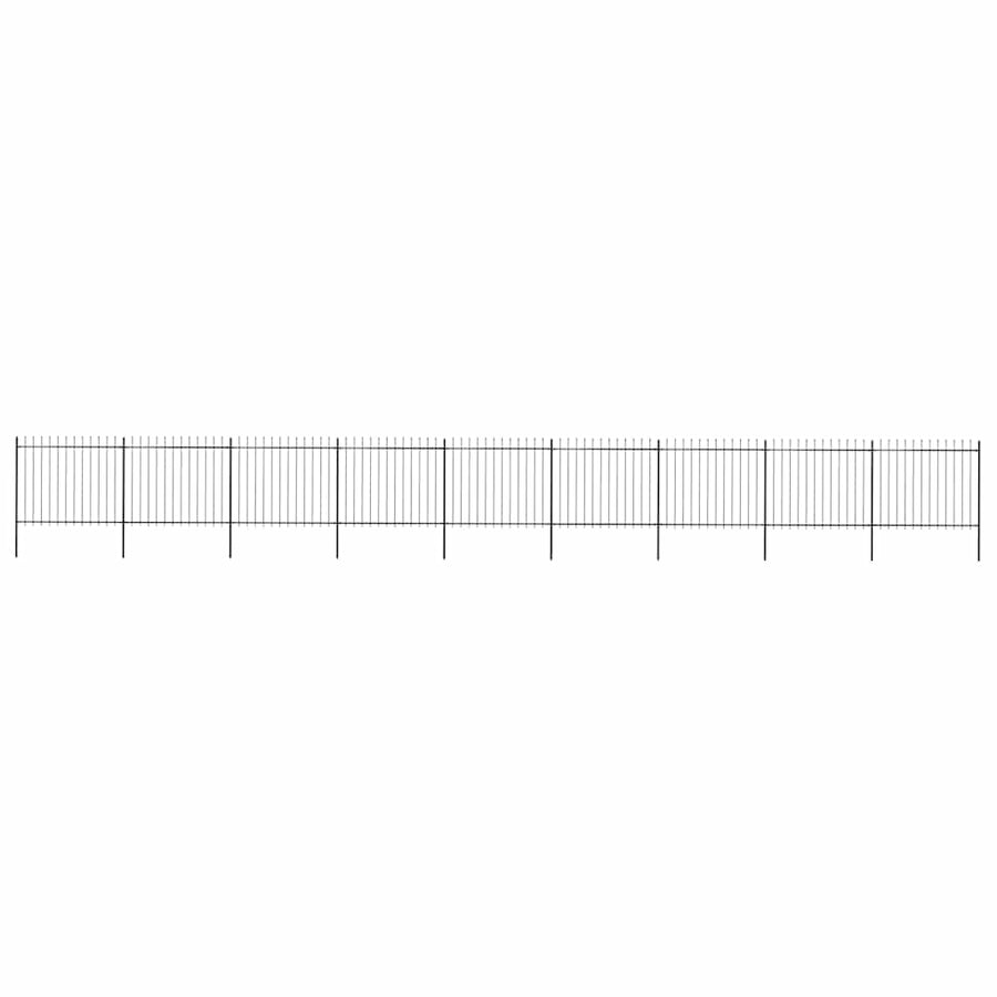 Garden Fence with Spear Top Steel 1506x150 cm Black