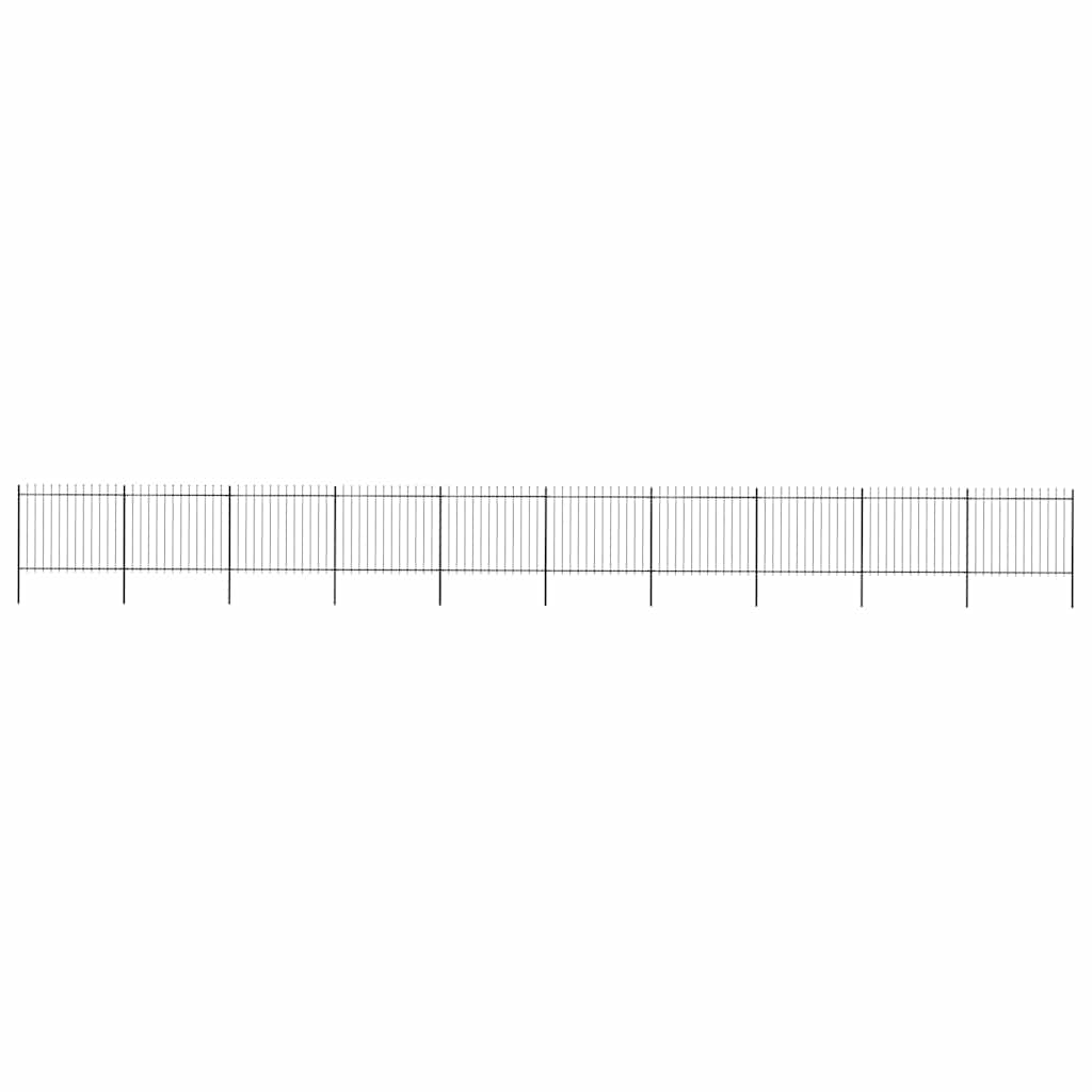 Garden Fence with Spear Top Steel 1781.5x150 cm Black