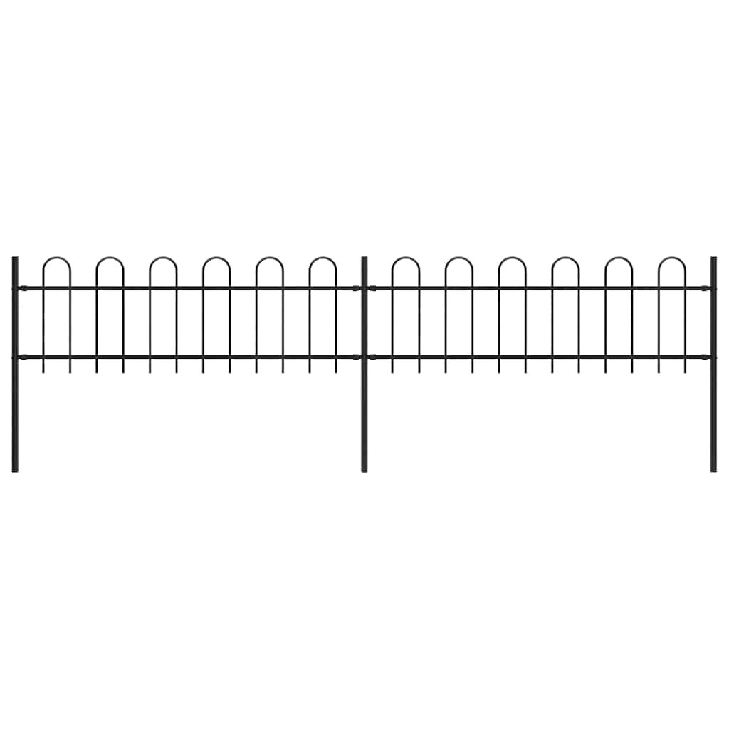 Garden Fence with Hoop Top Steel 359x60 cm Black
