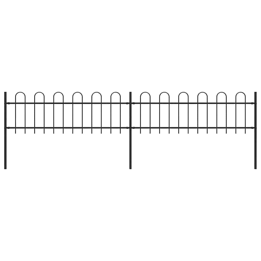 Garden Fence with Hoop Top Steel 359x60 cm Black