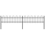 Garden Fence with Hoop Top Steel 337x60 cm Black