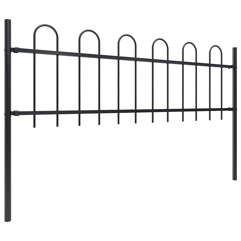 Garden Fence with Hoop Top Steel 359x60 cm Black