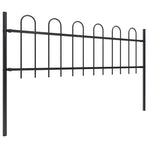 Garden Fence with Hoop Top Steel 337x60 cm Black