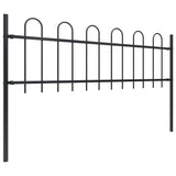 Garden Fence with Hoop Top Steel 359x60 cm Black - Front View