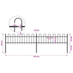 Garden Fence with Hoop Top Steel 337x60 cm Black