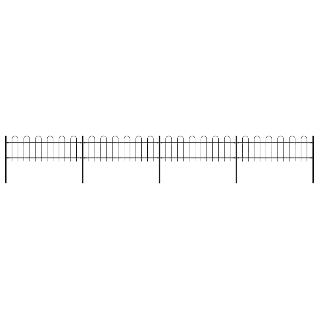 Garden Fence with Hoop Top Steel 714.5x60 cm Black