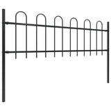 Garden Fence with Hoop Top Steel 714.5x60 cm Black