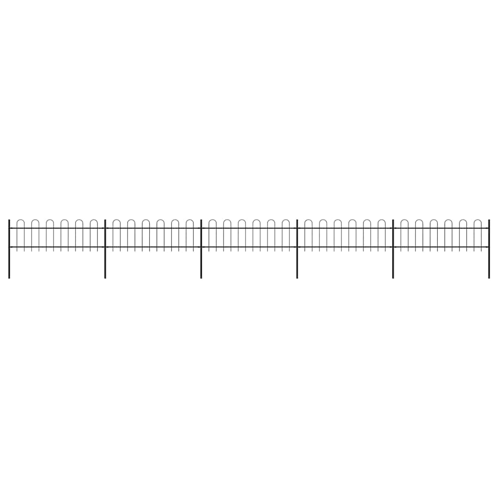 Garden Fence with Hoop Top Steel 892.5x60 cm Black