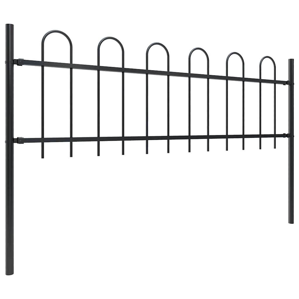 Garden Fence with Hoop Top Steel 1248x60 cm Black