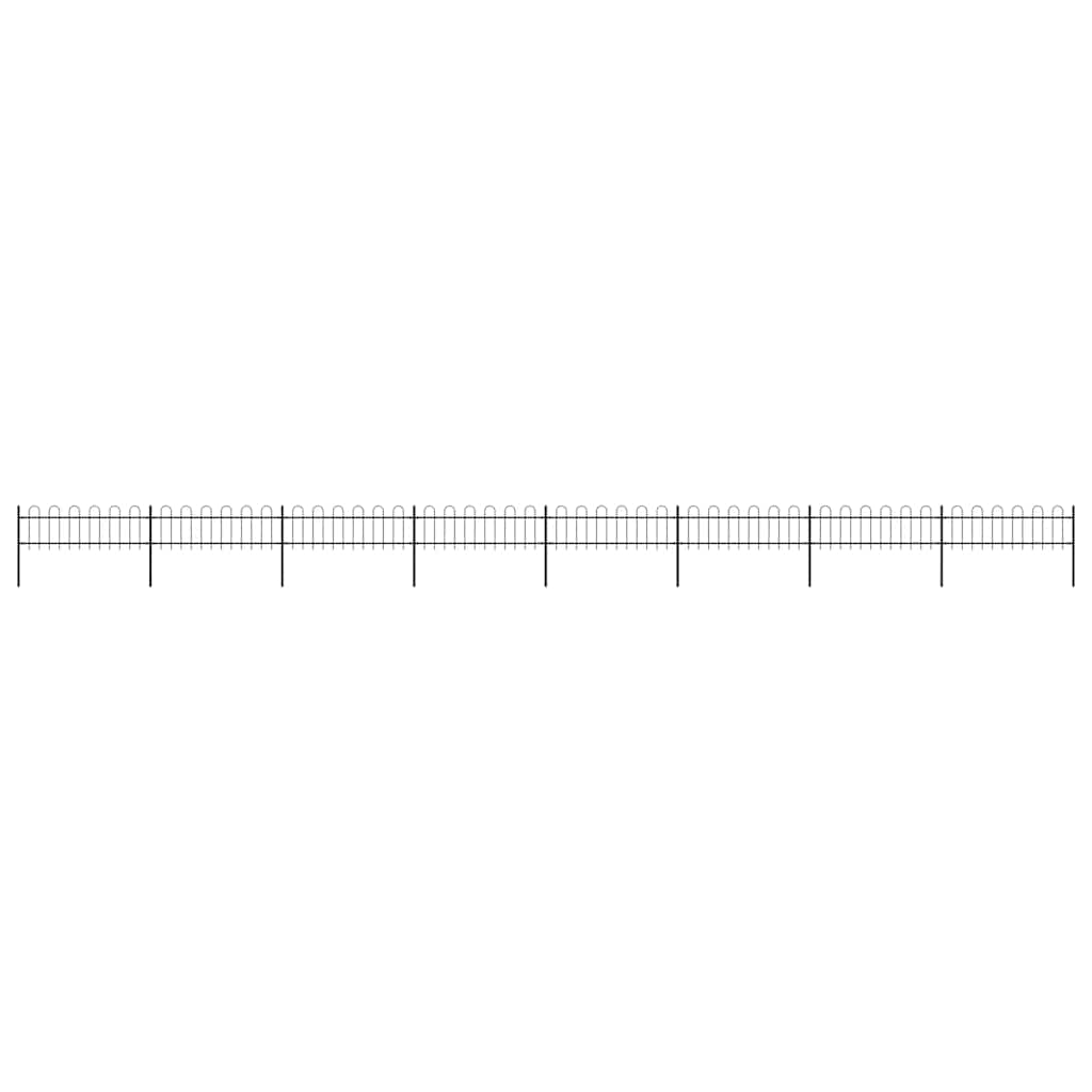 Garden Fence with Hoop Top Steel 1426x60 cm Black