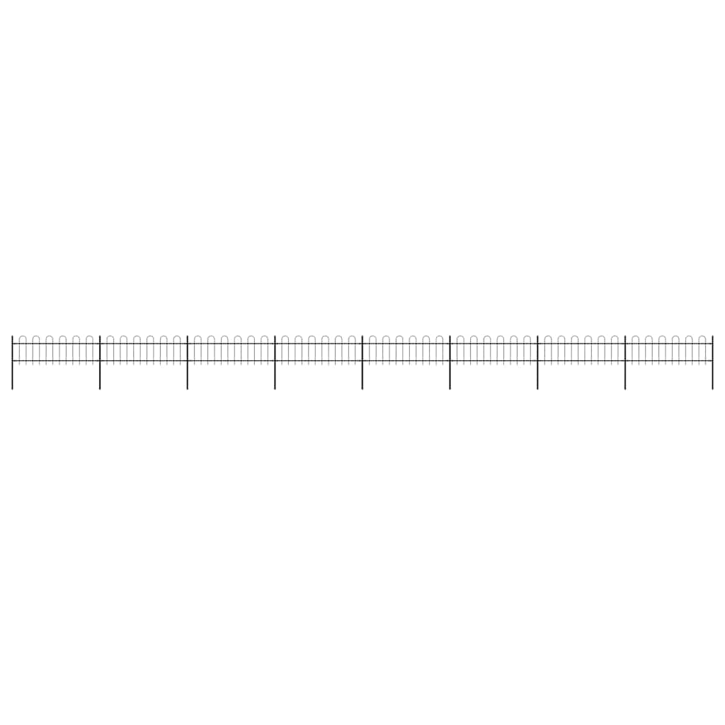Garden Fence with Hoop Top Steel 1426x60 cm Black