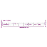 Garden Fence with Hoop Top Steel 1426x60 cm Black - 45-Degree Angle