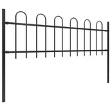 Garden Fence with Hoop Top Steel 1603.5x60 cm Black