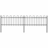 Garden Fence with Hoop Top Steel 359x80 cm Black