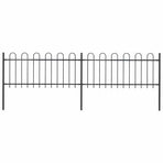 Garden Fence with Hoop Top Steel 337x80 cm Black